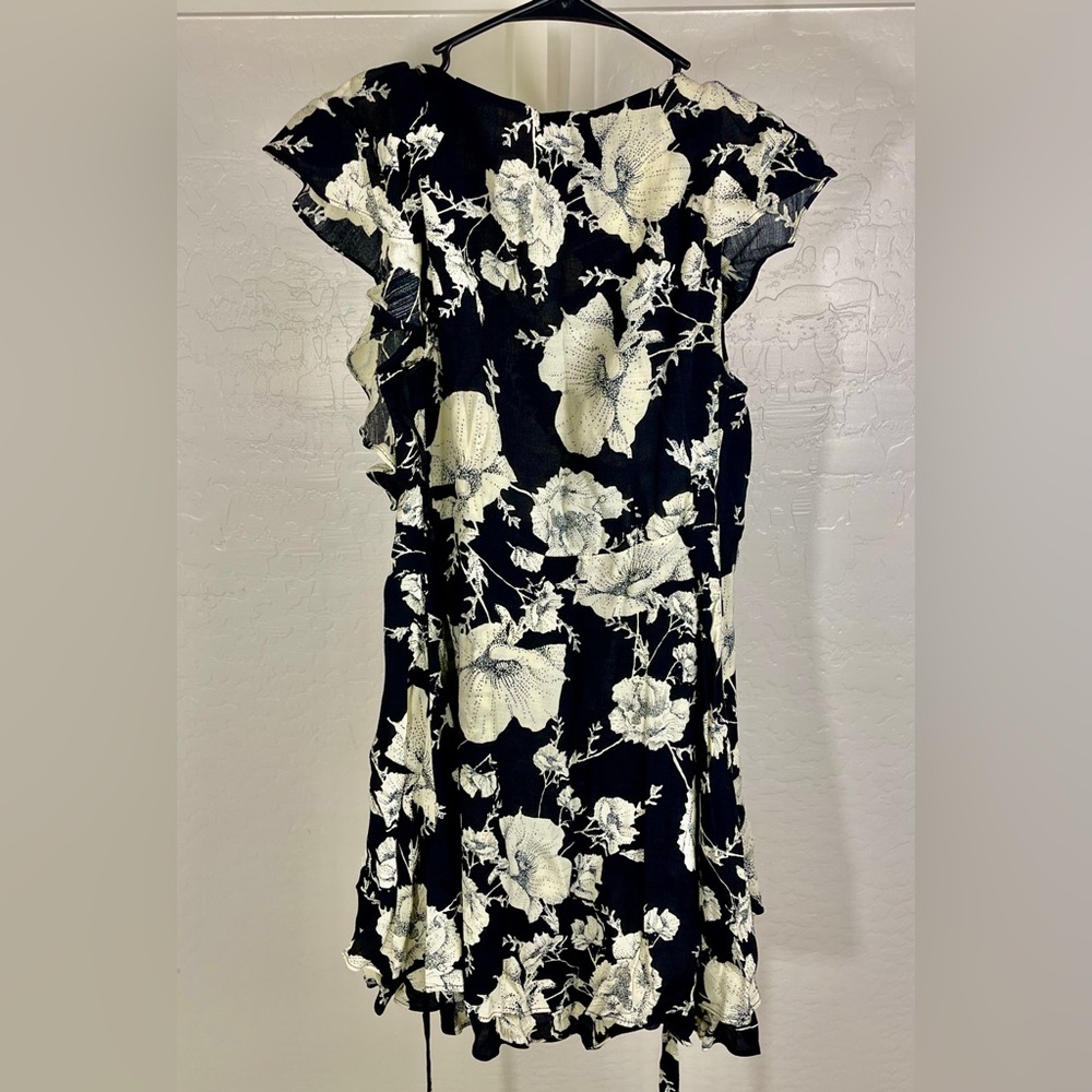 FREE PEOPLE Women's French Quarter Floral Ruffled Wrap Dress - Black SIZE: S
